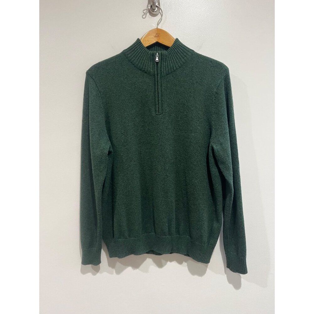 Croft & Barrow 1/4 Zip Mock Neck Sweater Mens L Green Extra Soft